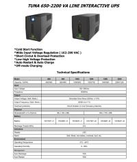 UYGAR ENERJİ TUNA 1200VA 2x12V 7AH  LINE-INTERACTIVE  UPS 